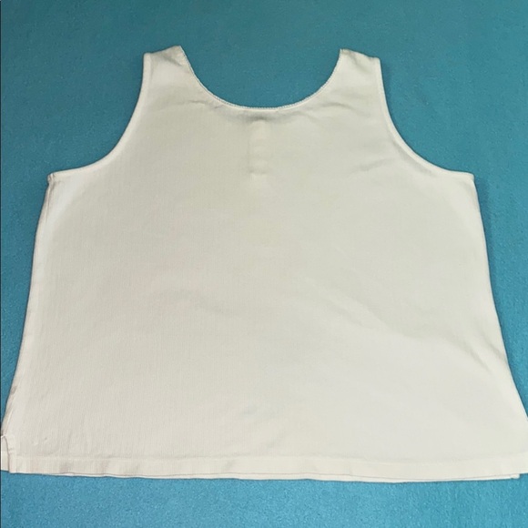 Tank top ribbed texture white working buttons at chest stretchy comfy size XL - Picture 2 of 7